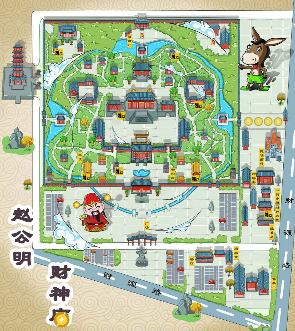 甘州寺庙类手绘地图